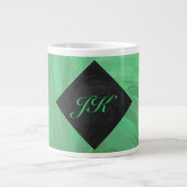 Emerald Cream en Black Monogram Grote Koffiekop (Voorkant)