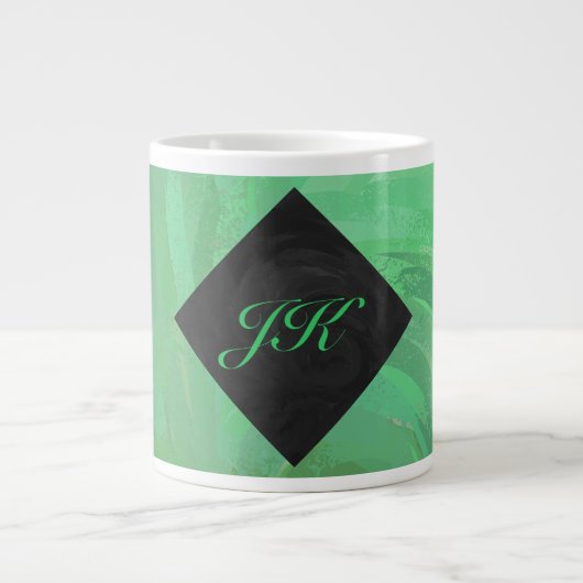 Emerald Cream en Black Monogram Grote Koffiekop (Voorkant)