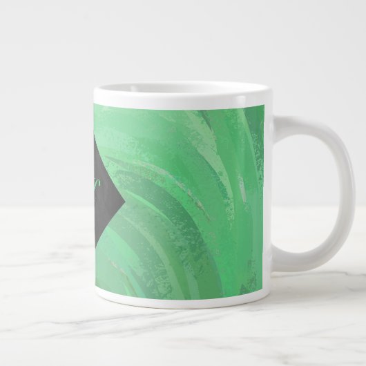 Emerald Cream en Black Monogram Grote Koffiekop (Rechts)