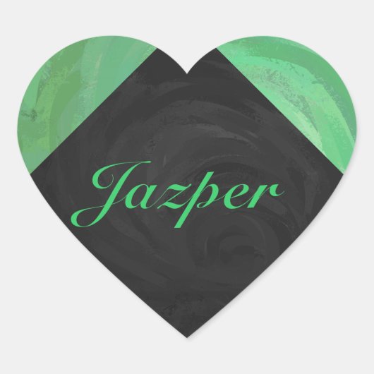 Emerald Cream en Black Monogram Hart Sticker (Voorkant)
