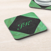 Emerald Cream en Black Monogram Onderzetter (Linkerzijde)