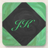 Emerald Cream en Black Monogram Onderzetter (Voorkant)