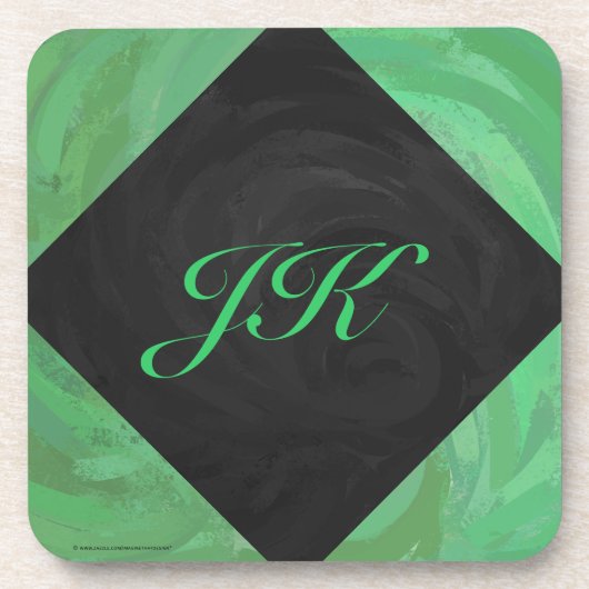 Emerald Cream en Black Monogram Onderzetter (Voorkant)
