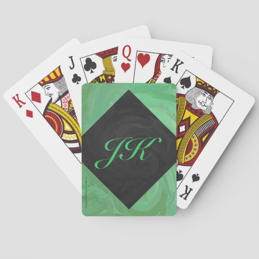Emerald Cream en Black Monogram Pokerkaarten (Achterkant)