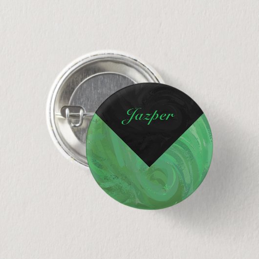 Emerald Cream en Black Monogram Ronde Button 3,2 Cm (Voorkant /achterkant)