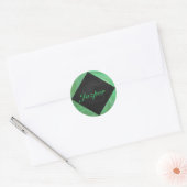 Emerald Cream en Black Monogram Ronde Sticker (Envelop)