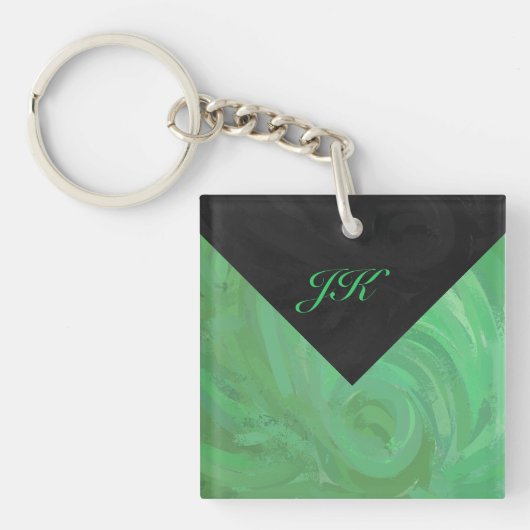 Emerald Cream en Black Monogram Sleutelhanger (Voorkant)