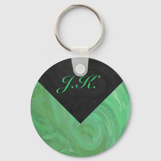 Emerald Cream en Black Monogram Sleutelhanger (Voorkant)