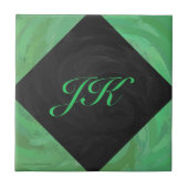 Emerald Cream en Black Monogram Tegeltje (Voorkant)