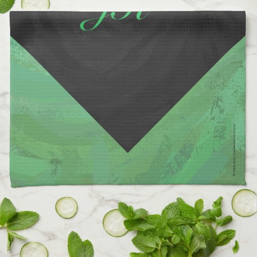 Emerald Cream en Black Monogram Theedoek (Gevouwen)