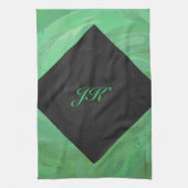 Emerald Cream en Black Monogram Theedoek (Verticaal)