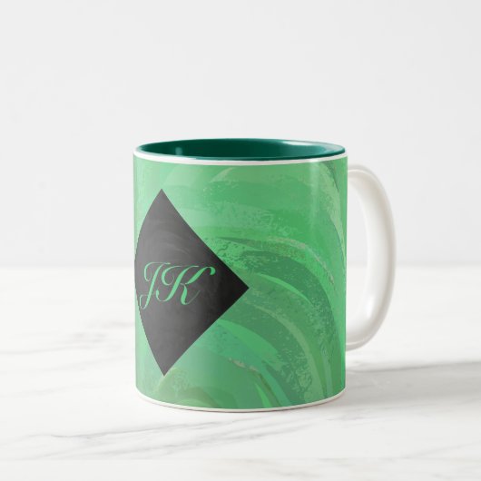 Emerald Cream en Black Monogram Tweekleurige Koffiemok (Voorkant rechts)