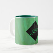 Emerald Cream en Black Monogram Tweekleurige Koffiemok (Voorkant links)