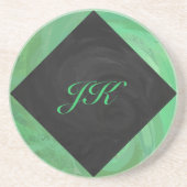 Emerald Cream en Black Monogram Zandsteen Onderzetter (Voorkant)