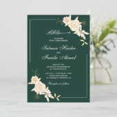 Emerald Cream Floral Leaves Branch Moslim Wedding Kaart (Staand voorkant)