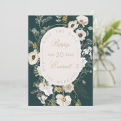 Emerald & Cream Poppy Floral Save The Date Card (Staand voorkant)