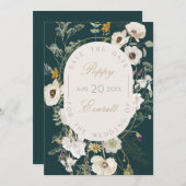 Emerald & Cream Poppy Floral Save The Date Card (Voorkant / Achterkant)