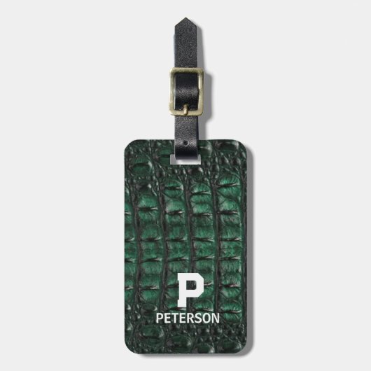Emerald Crocodile Leather Luxury Exotic Skin Bagagelabel (Voorkant verticaal)