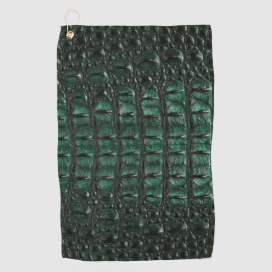 Emerald Crocodile Leather Luxury Exotic Skin Golfhanddoek (Voorkant)