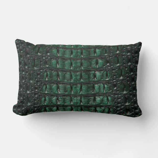 Emerald Crocodile Leather Luxury Exotic  Skin Kussen (Voorkant)