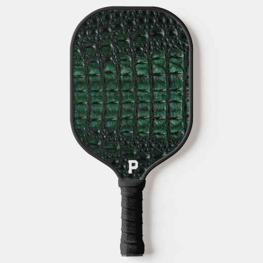 Emerald Crocodile Leather Luxury Exotic Skin Pickleball Paddle (Voorkant)