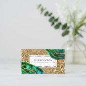 Emerald Crystal Agate Geode Gold Glitter Visitekaartje (Staand voorkant)