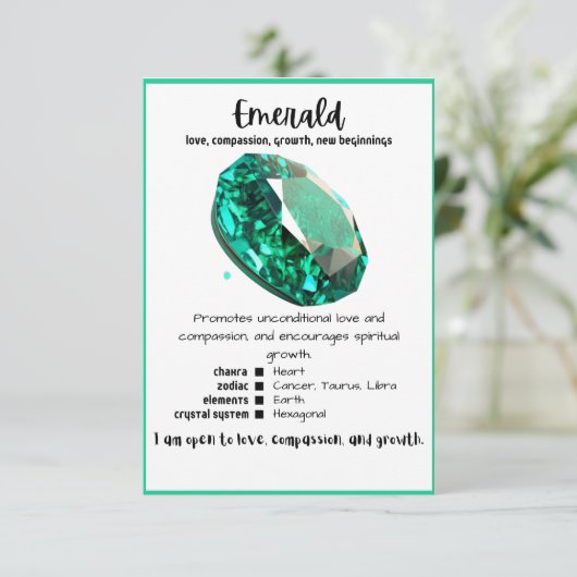 Emerald Crystal Betekenis Kaart (Staand voorkant)