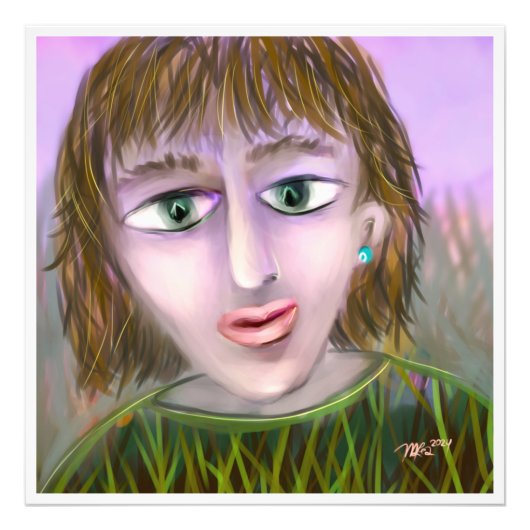 Emerald Curiosity ~ Modern Feminine Portrait Wall  Foto Afdruk (Voorkant)