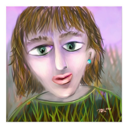 Emerald Curiosity ~ Modern Feminine Portrait Wall  Foto Afdruk (Voorkant)