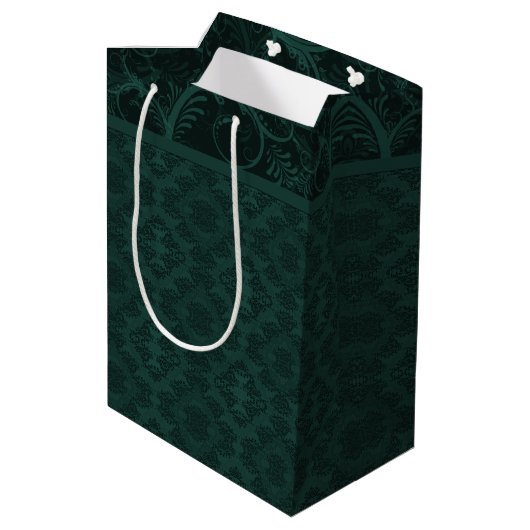 Emerald Damask Medium Cadeauzakje (Achterkant Gekanteld)