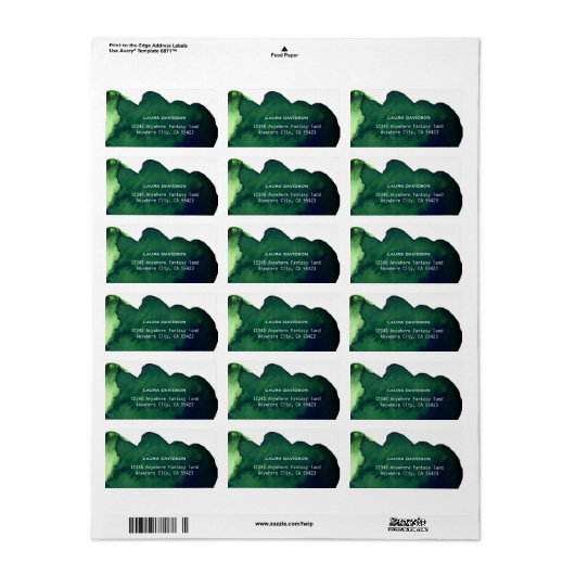 Emerald dark green waterverf minimalistisch abstra etiket (Full Sheet)