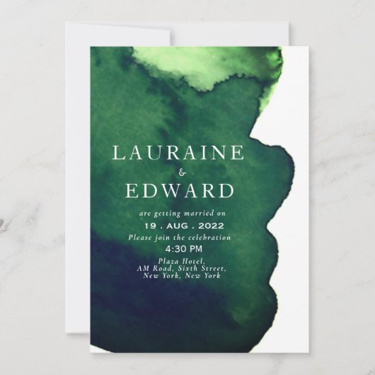 Emerald dark green waterverf minimalistisch abstra kaart (Voorkant)