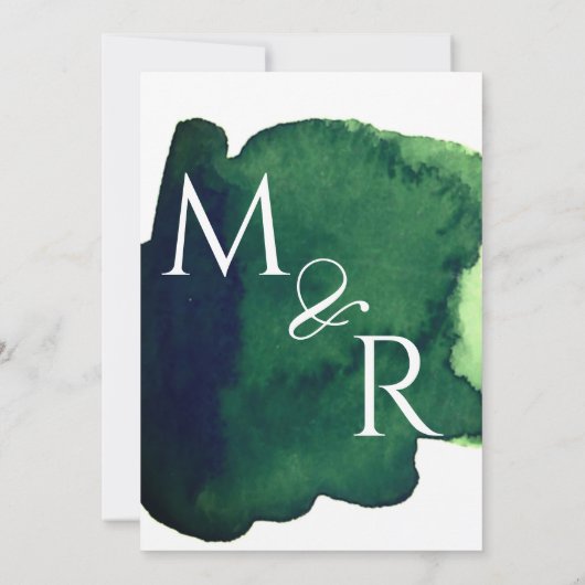 Emerald dark green waterverf minimalistisch abstra kaart (Achterkant)