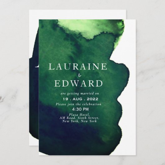 Emerald dark green waterverf minimalistisch abstra kaart (Voorkant / Achterkant)