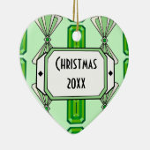 Emerald Deco Stripe Keramisch Ornament (Rechts)