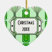 Emerald Deco Stripe Keramisch Ornament (Voorkant)