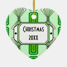 Emerald Deco Stripe Keramisch Ornament