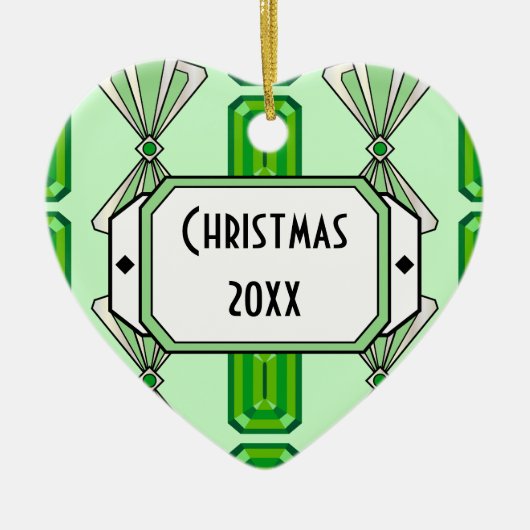 Emerald Deco Stripe Keramisch Ornament (Voorkant)