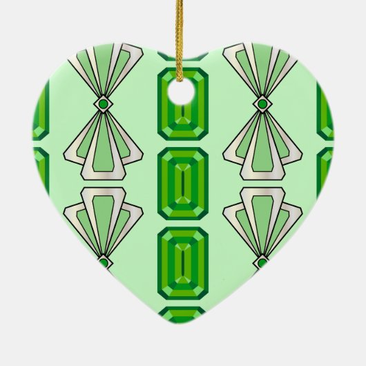 Emerald Deco Stripe Keramisch Ornament (Achterkant)