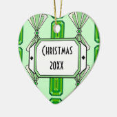 Emerald Deco Stripe Keramisch Ornament (Links)