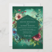 Emerald Deep Floral Opulence Wedding Kaart (Voorkant)