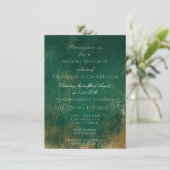 Emerald Deep Green Distress Grungy Gold Bridal Kaart (Staand voorkant)