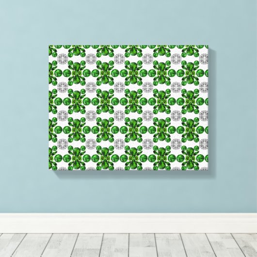 Emerald Diamond Gemstone Art Green Canvas Afdruk (Insitu (Houten vloer))