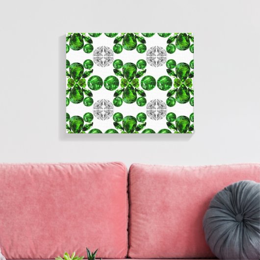 Emerald Diamond Gemstone Art Green Canvas Afdruk (Insitu (Woonkamer))