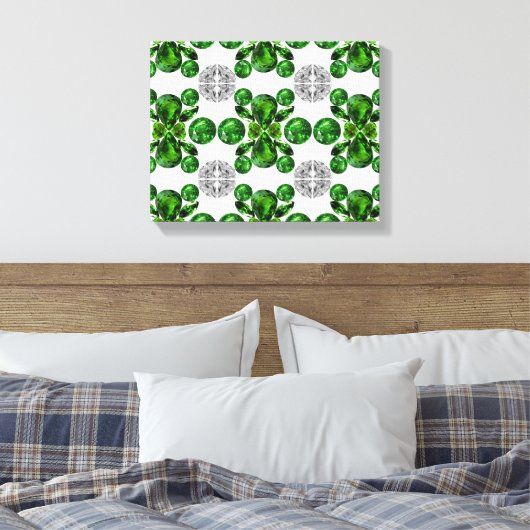 Emerald Diamond Gemstone Art Green Canvas Afdruk (Insitu (Slaapkamer))