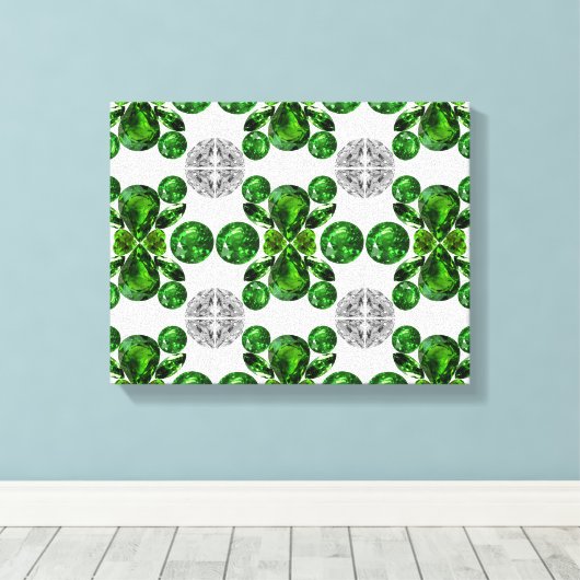 Emerald Diamond Gemstone Art Green Canvas Afdruk (Insitu (Houten vloer))