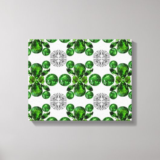 Emerald Diamond Gemstone Art Green Canvas Afdruk (Voorkant)