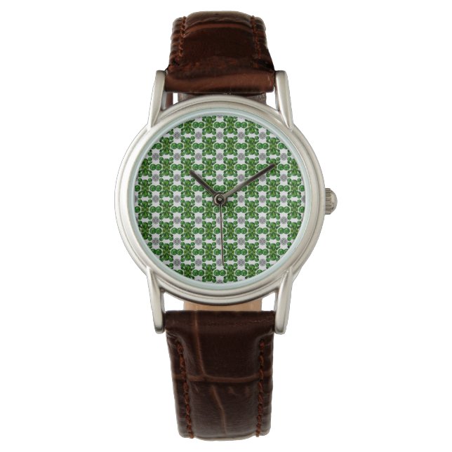 Emerald Diamond Gemstone Art Green Horloge (Voorkant)
