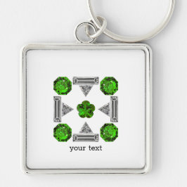 Emerald Diamond Gemstone Art, Green Sleutelhanger