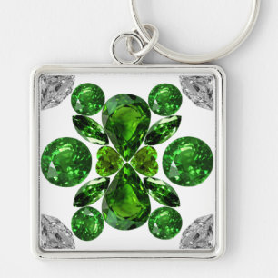 Emerald Diamond Gemstone Art Green Sleutelhanger